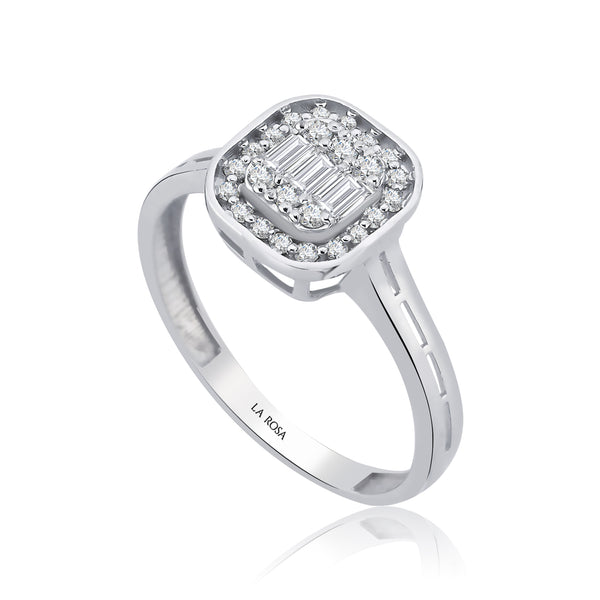 Inel MD54120 din aur alb 14k forma patrata cu diamante - Bijuterii LA ROSA
