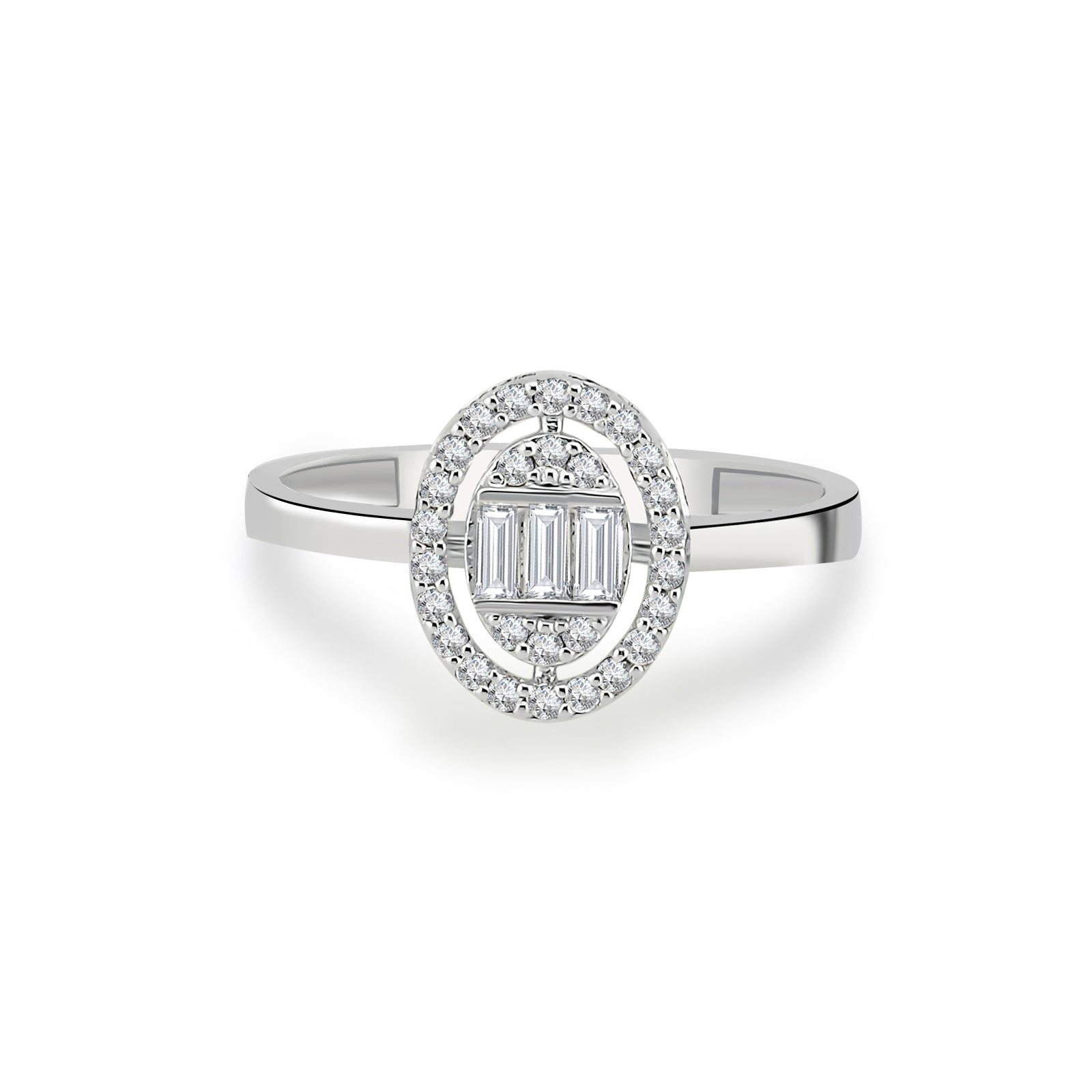 Inel MD54145 din aur alb 14k forma ovala cu diamante - Bijuterii LA ROSA