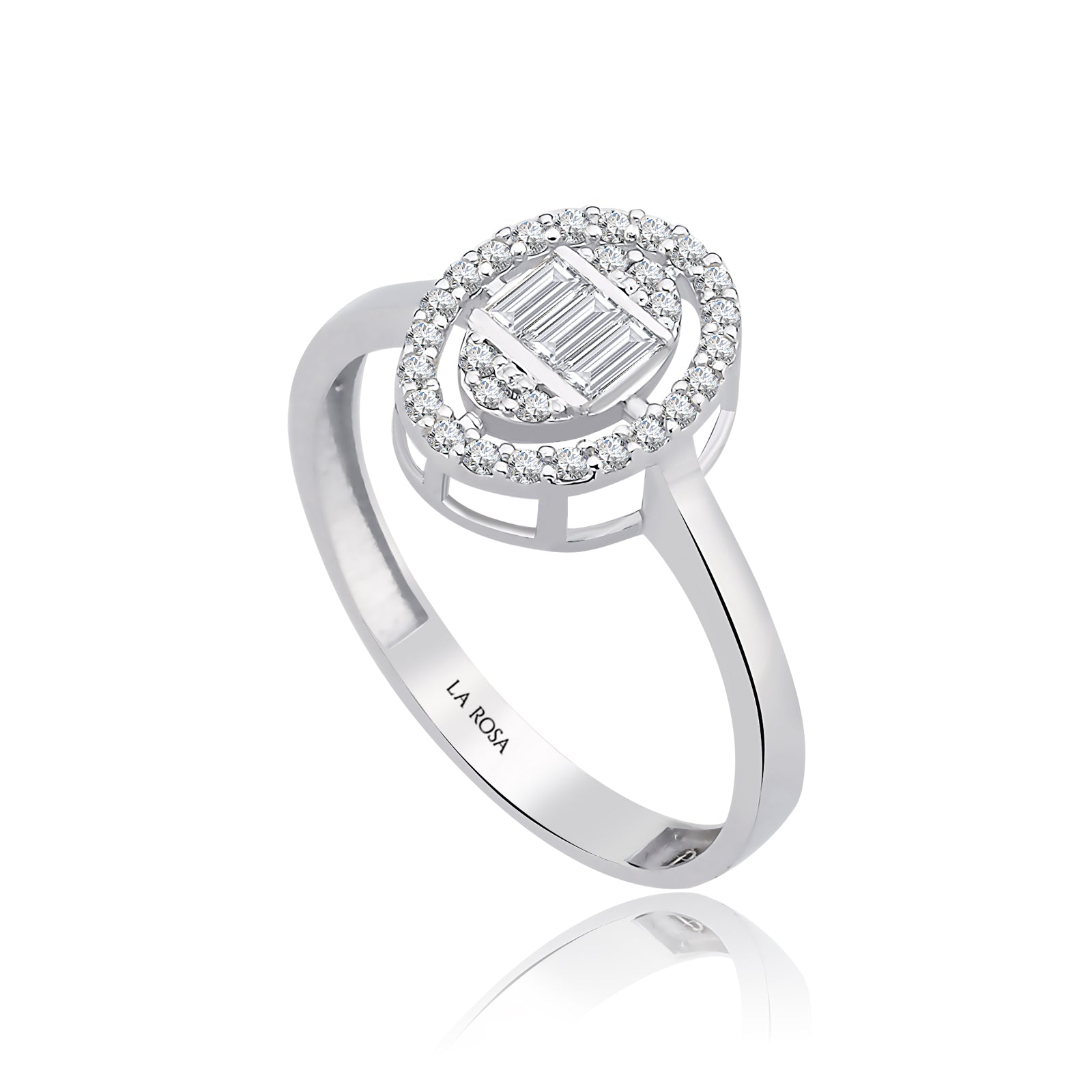 Inel MD54145 din aur alb 14k forma ovala cu diamante - Bijuterii LA ROSA