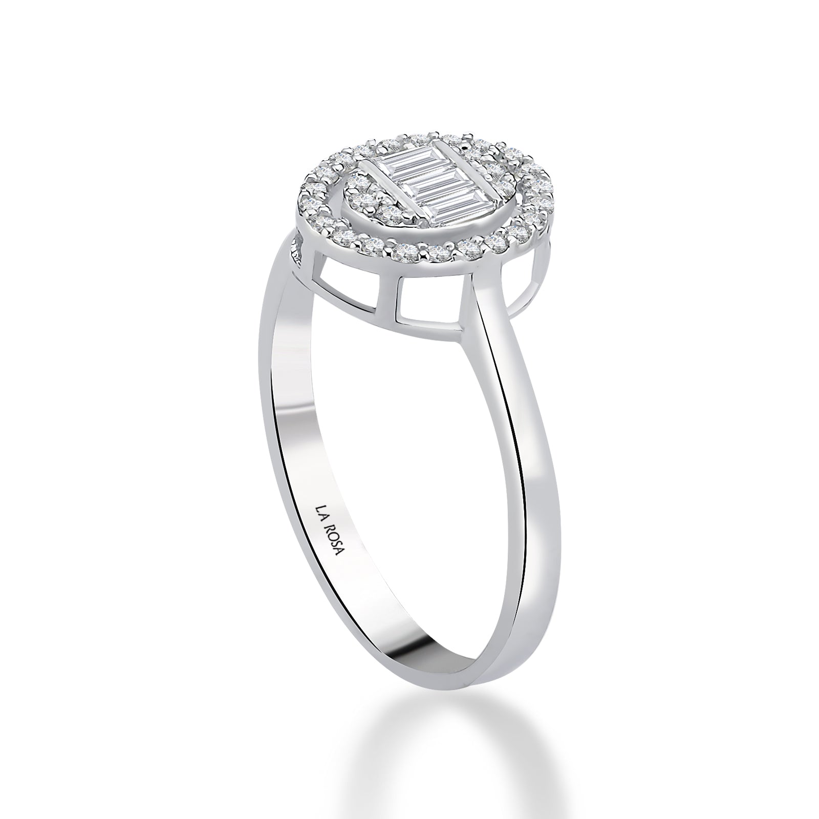Inel MD54145 din aur alb 14k forma ovala cu diamante - Bijuterii LA ROSA