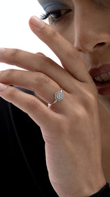 Inel MD54256 din aur alb 14k forma floare cu diamante - Bijuterii LA ROSA