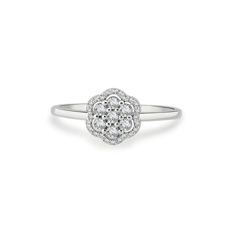Inel MD54256 din aur alb 14k forma floare cu diamante - Bijuterii LA ROSA