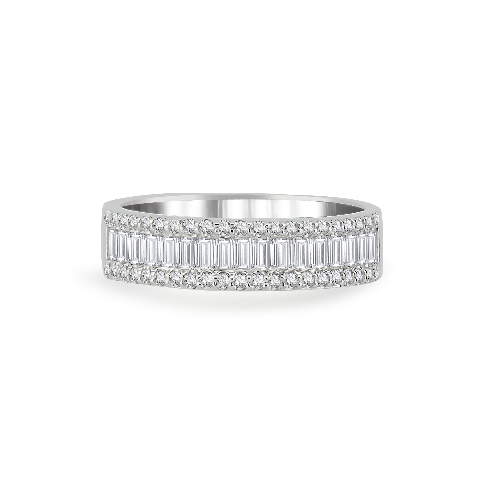 Inel MD54674 din aur alb 14k cu diamante baguette - Bijuterii LA ROSA