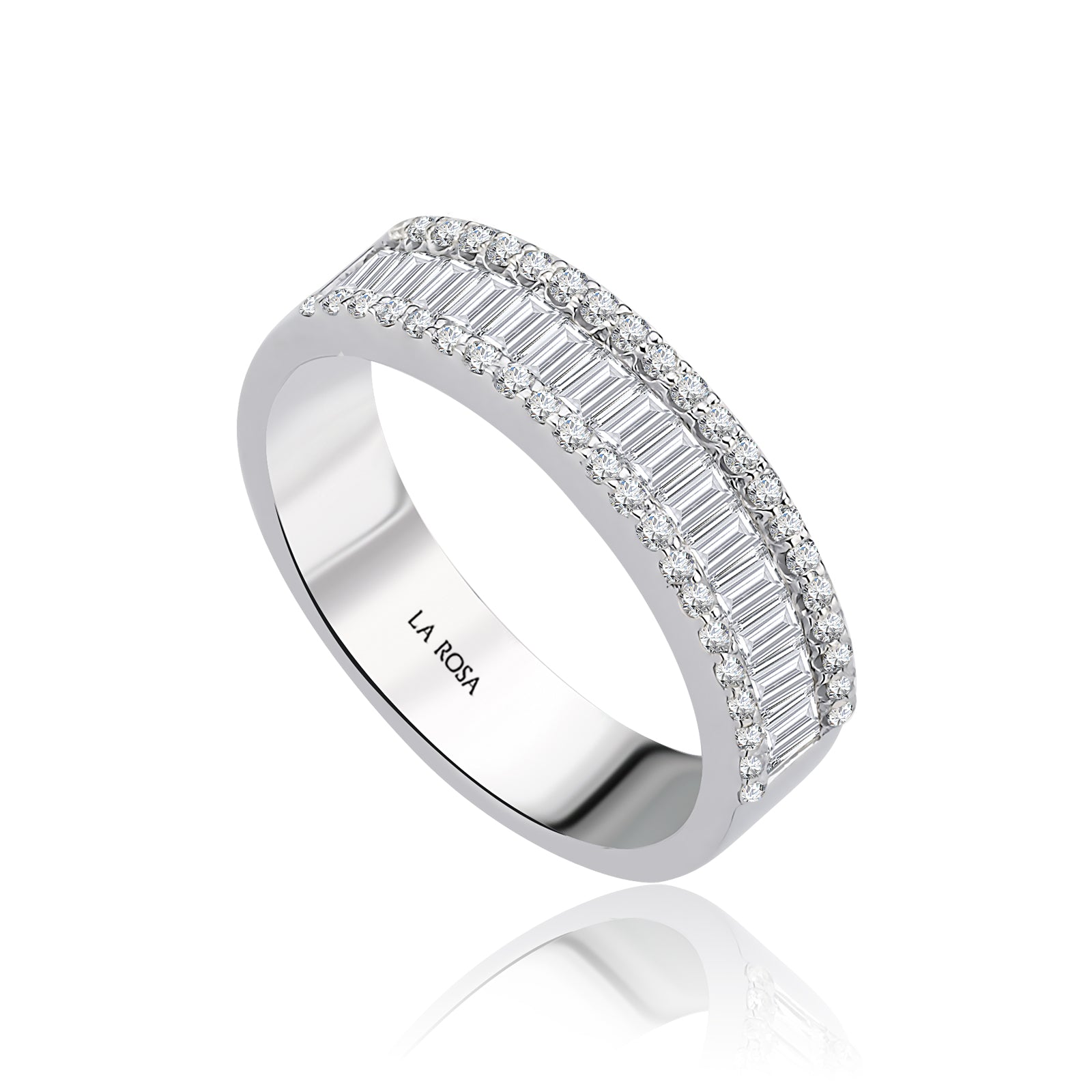Inel MD54674 din aur alb 14k cu diamante baguette - Bijuterii LA ROSA