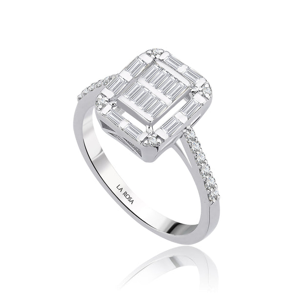 Inel MD54704 din aur alb 14k cu diamante baguette - Bijuterii LA ROSA