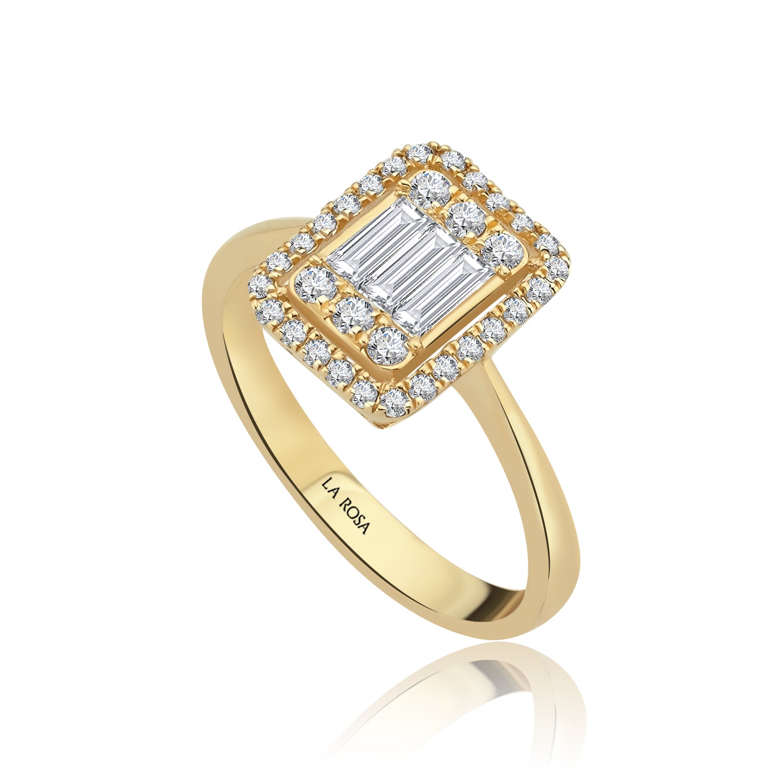 Inel MD55840 din aur galben 14k cu diamante baguette - Bijuterii LA ROSA