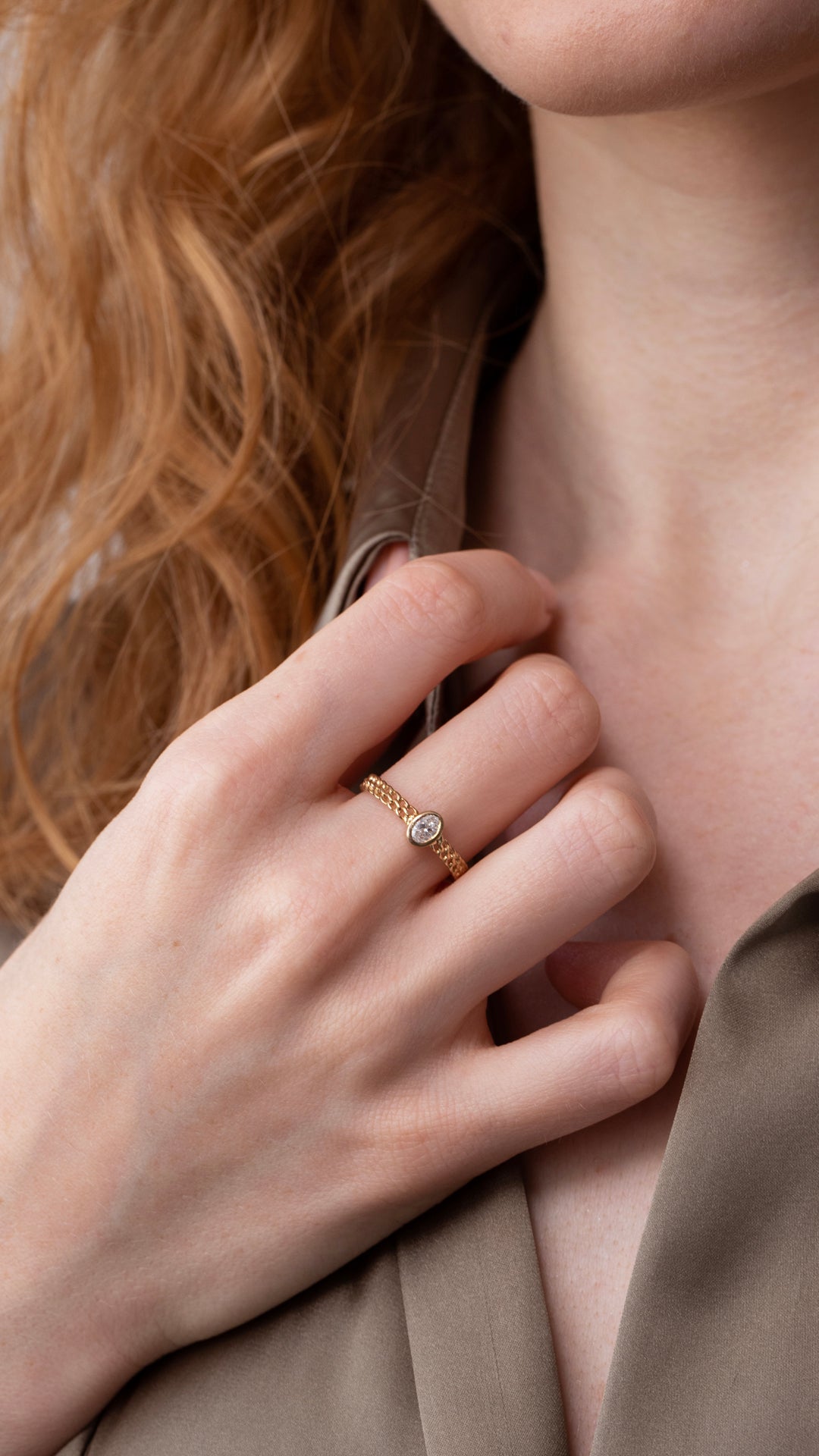 Inel YZ0223R din aur galben 14k cu diamant - Bijuterii LA ROSA