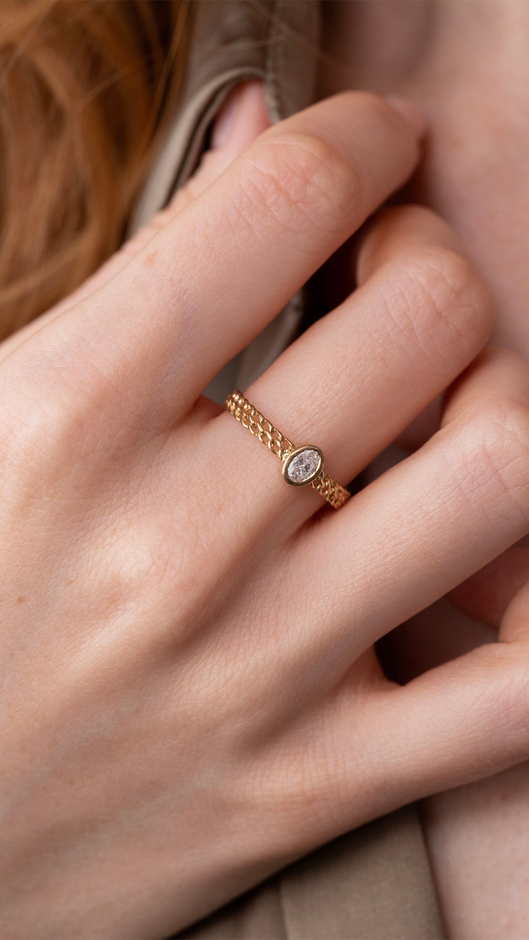 Inel YZ0223R din aur galben 14k cu diamant - Bijuterii LA ROSA