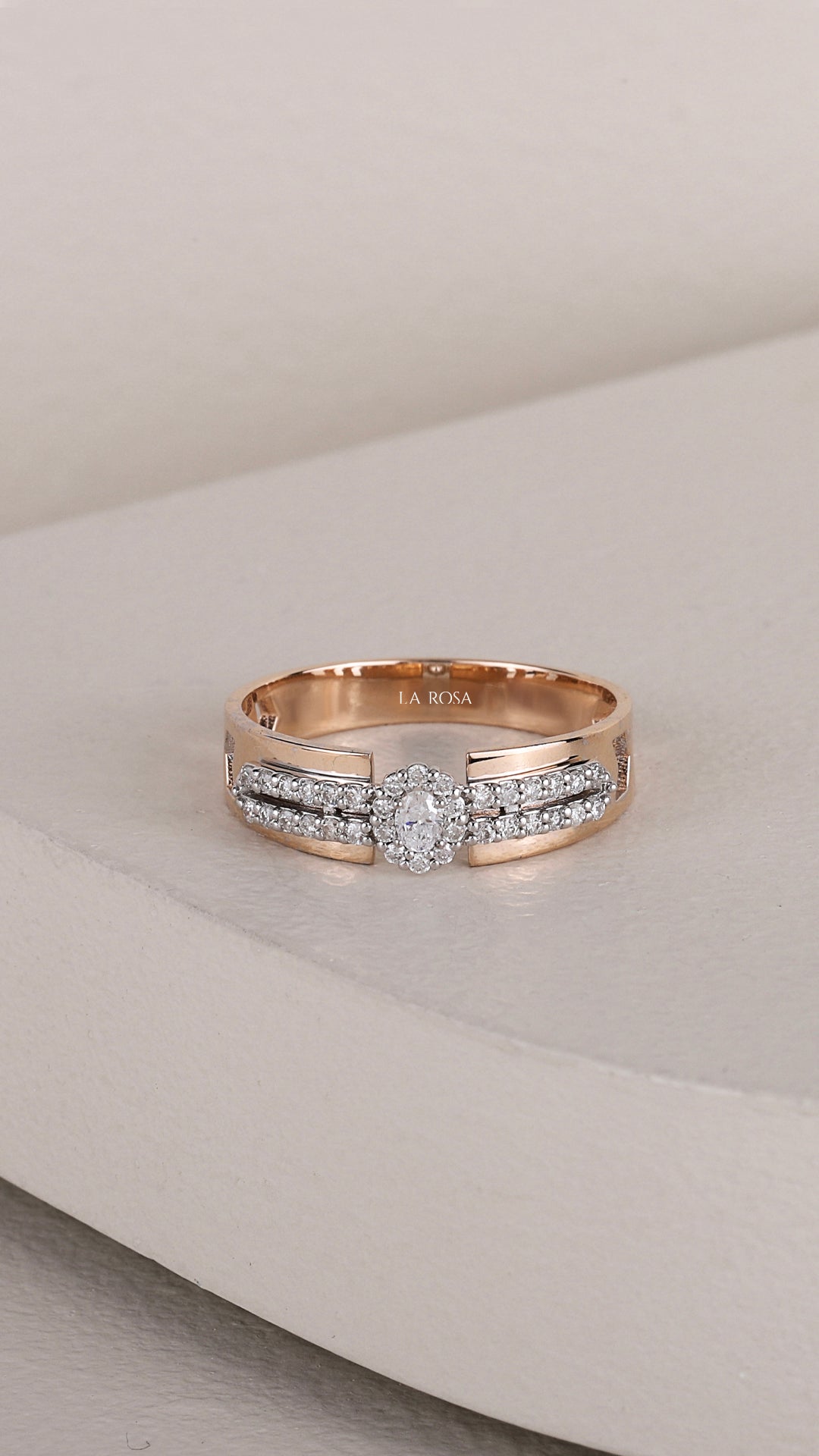 Inel YZ0361R din aur roz si aur alb 14k cu diamante - Bijuterii LA ROSA