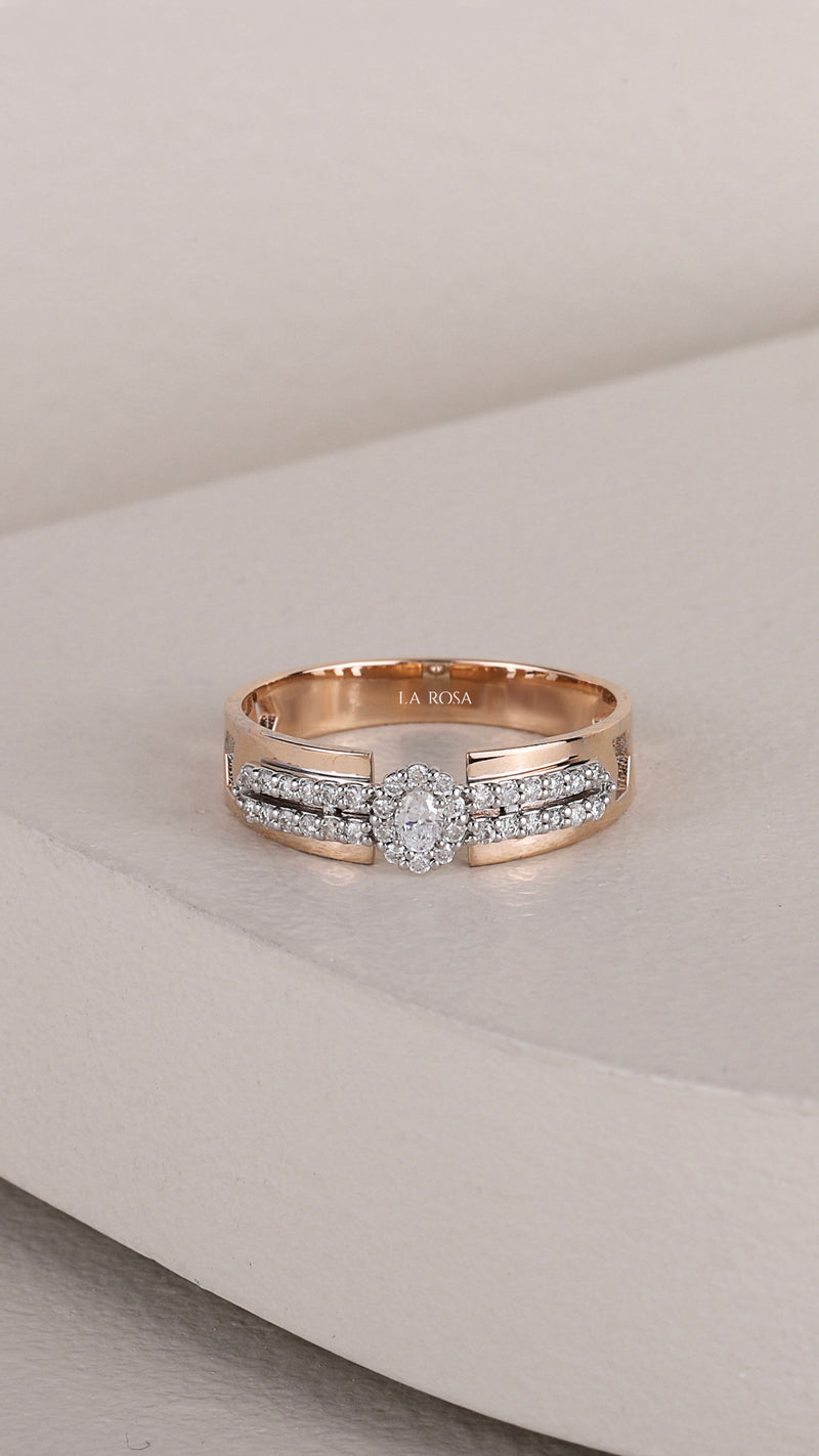 Inel YZ0361R din aur roz si aur alb 14k cu diamante - Bijuterii LA ROSA