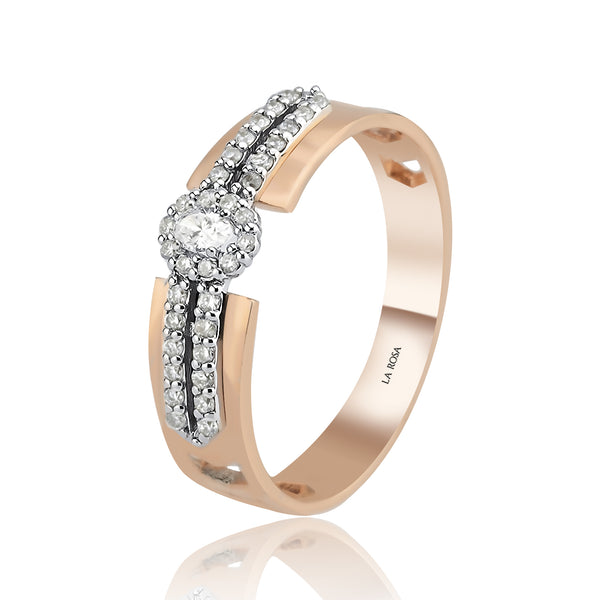 Inel YZ0361R din aur roz si aur alb 14k cu diamante - Bijuterii LA ROSA