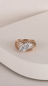 Inel YZ0449R din aur roz si aur alb 14k cu diamante - Bijuterii LA ROSA
