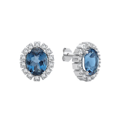 Cercei LDE4004 din aur alb 14k cu london blue topaz 6.15ct si diamante naturale 0.70ct