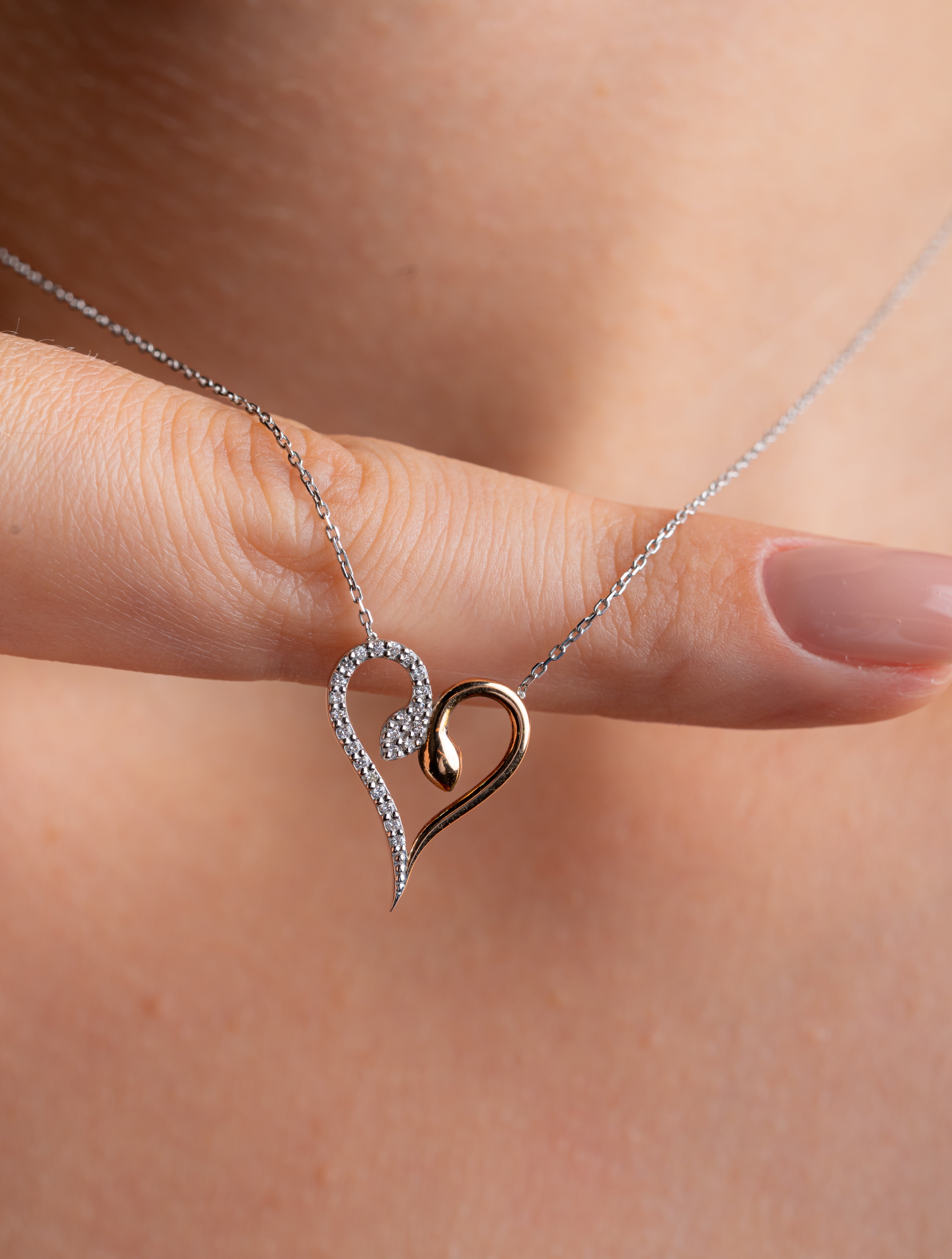 Colier LDNA0364 din aur alb si aur roz 14k cu Diamante Naturale