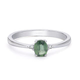 Inel de Logodna LDR4003 din aur alb 14K cu Diamante si Safir Verde - Bijuterii LA ROSA