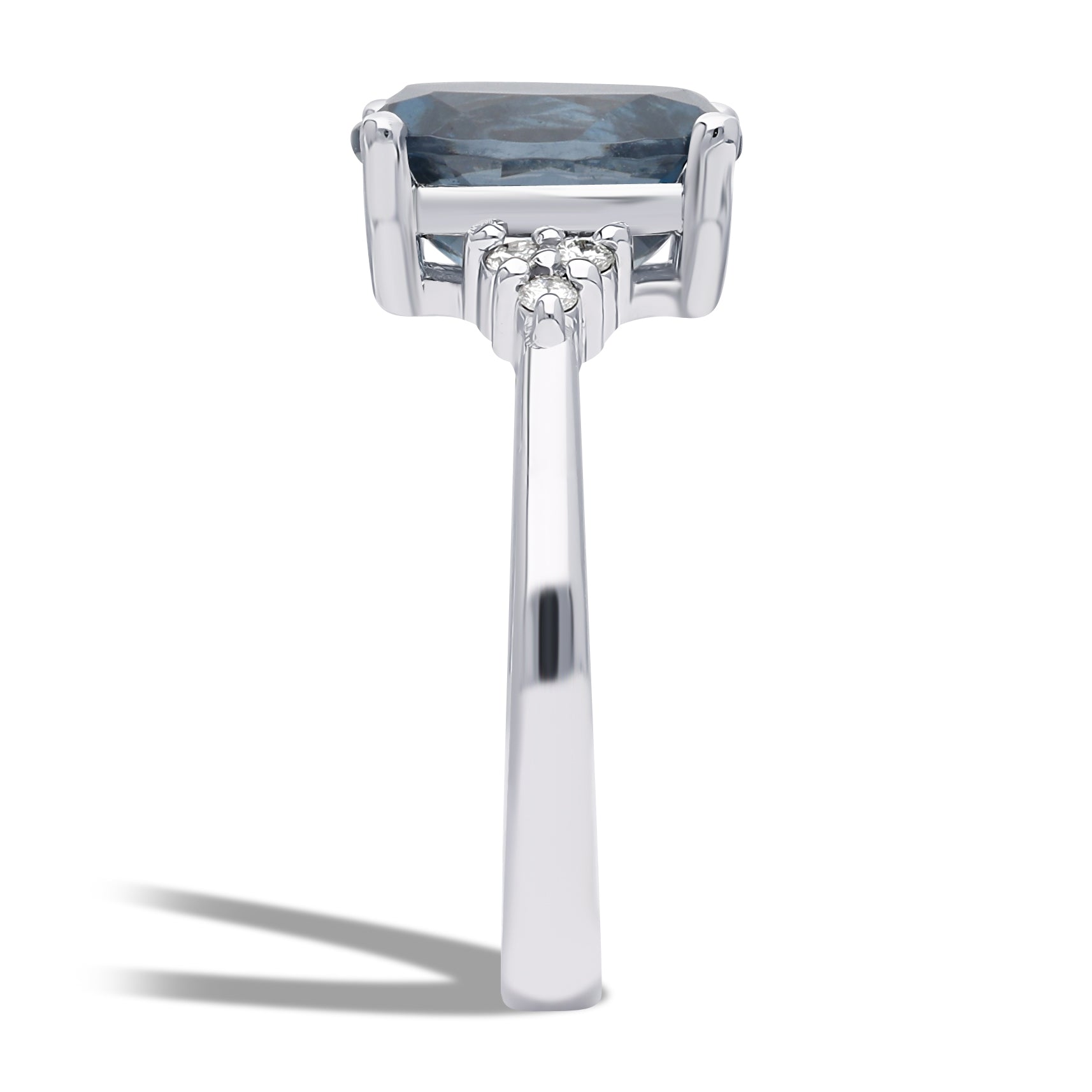Inel de logodna LDR4007 din aur alb 14K cu diamante si topaz albastru - Bijuterii LA ROSA