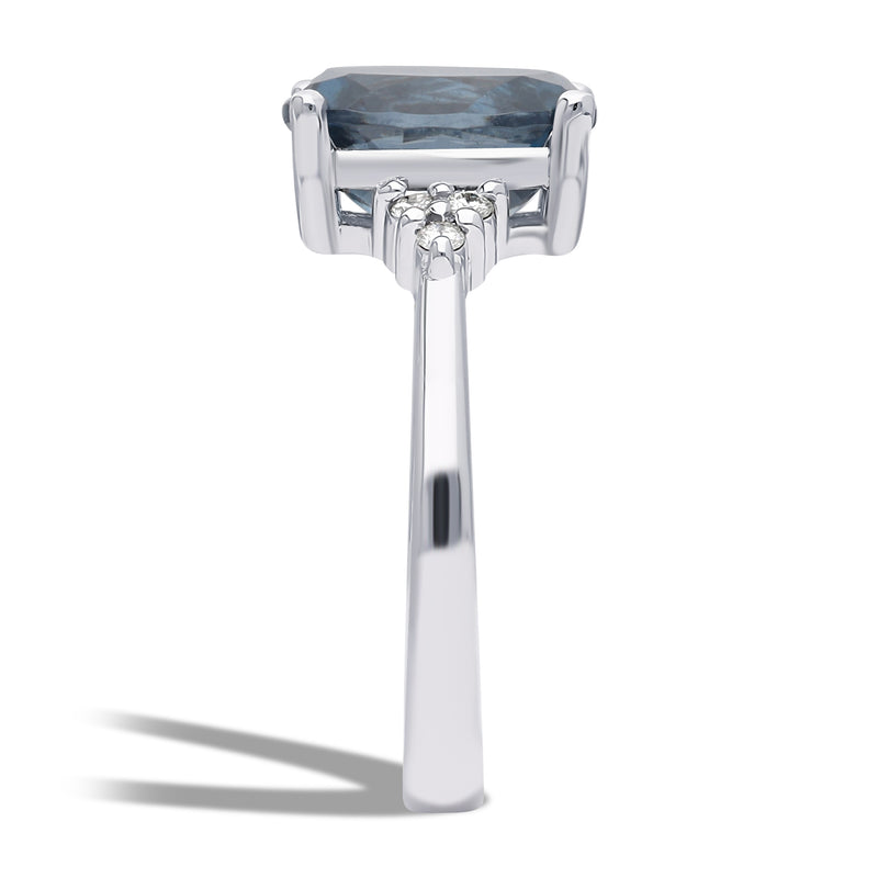 Inel de logodna LDR4007 din aur alb 14K cu diamante si topaz albastru - Bijuterii LA ROSA