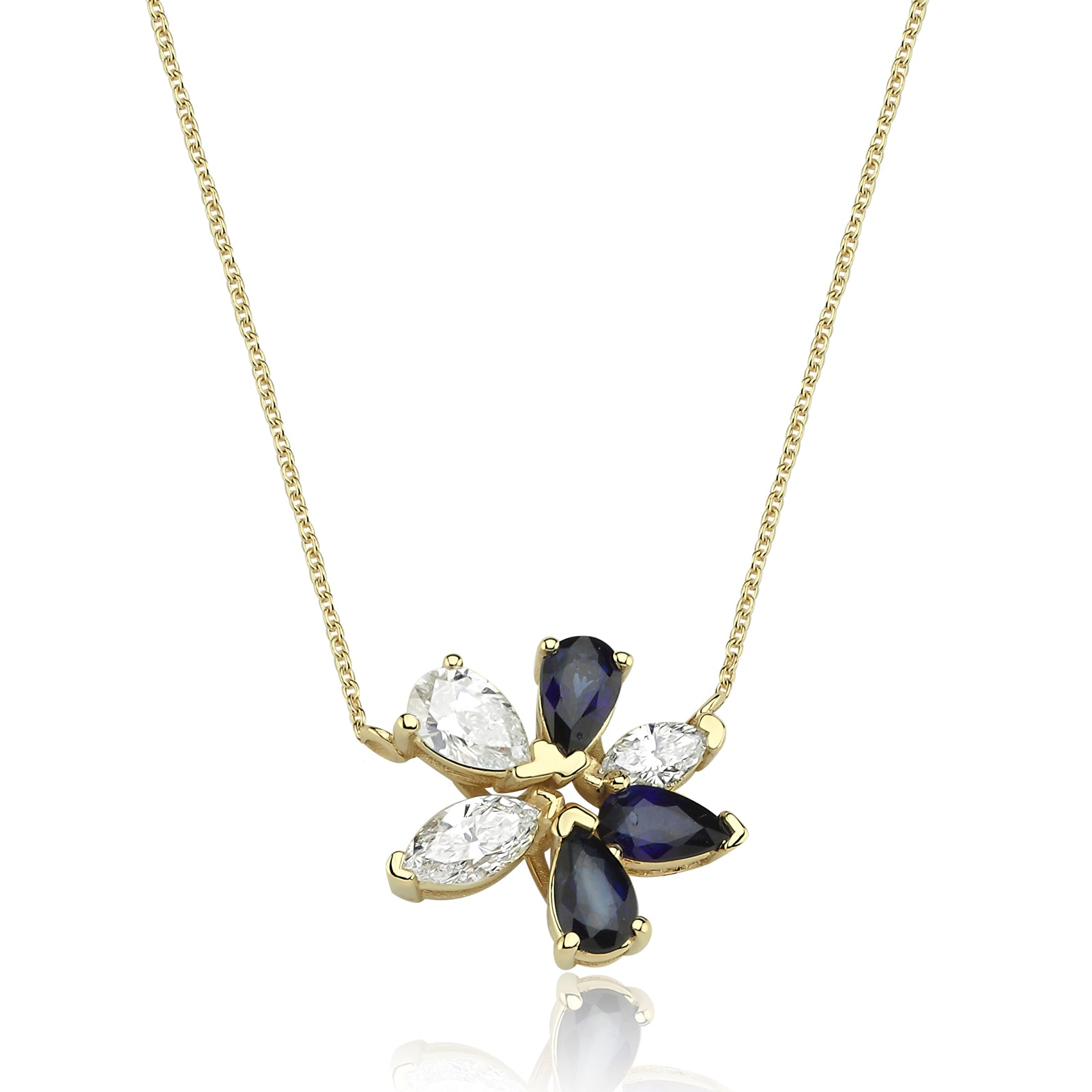 Colier LRSNP112 din aur galben 14k cu diamante si safir - Bijuterii LA ROSA