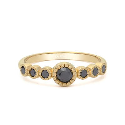 Inel eternity LRSR001 din aur galben 14k cu diamante naturale negre 0.16ct si 0.84ct