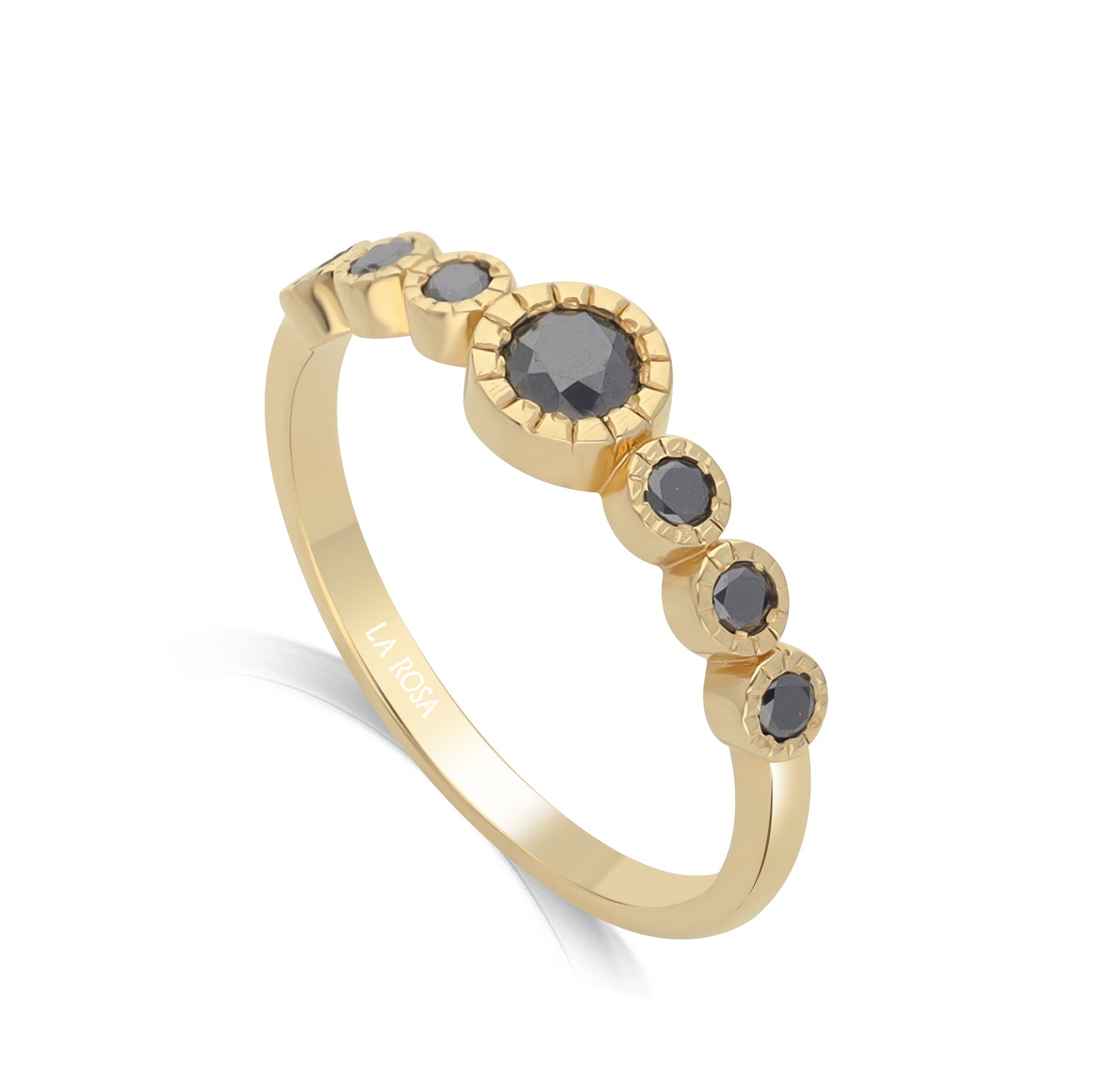 Inel eternity din aur galben 14k cu diamante naturale negre 0.16ct si 0.84ct