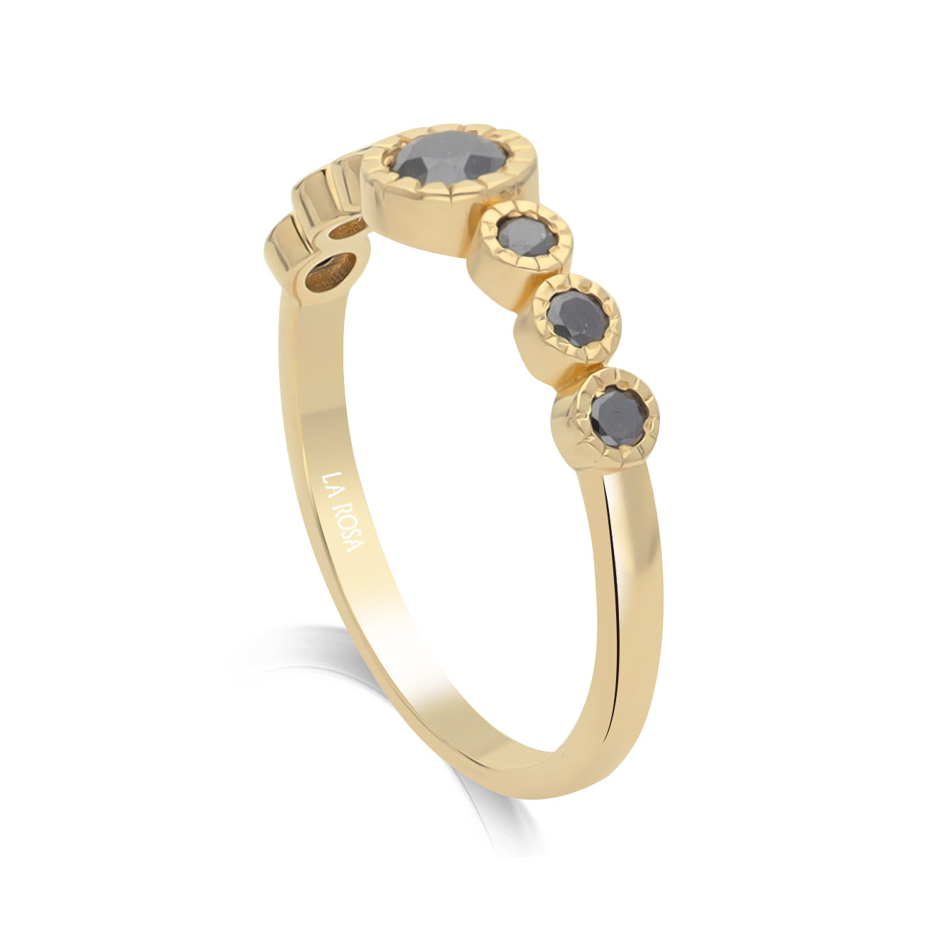 Inel eternity din aur galben 14k cu diamante naturale negre 0.16ct si 0.84ct