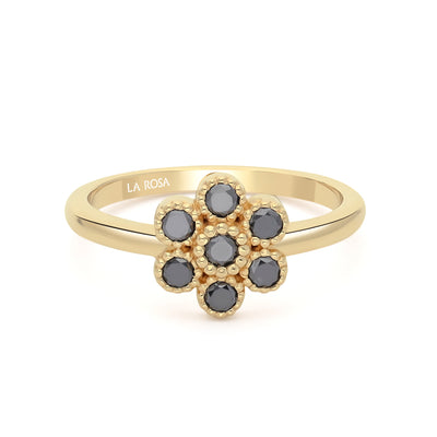Inel LRSR0022 din aur galben 14k cu diamante naturale negre 0.42ct
