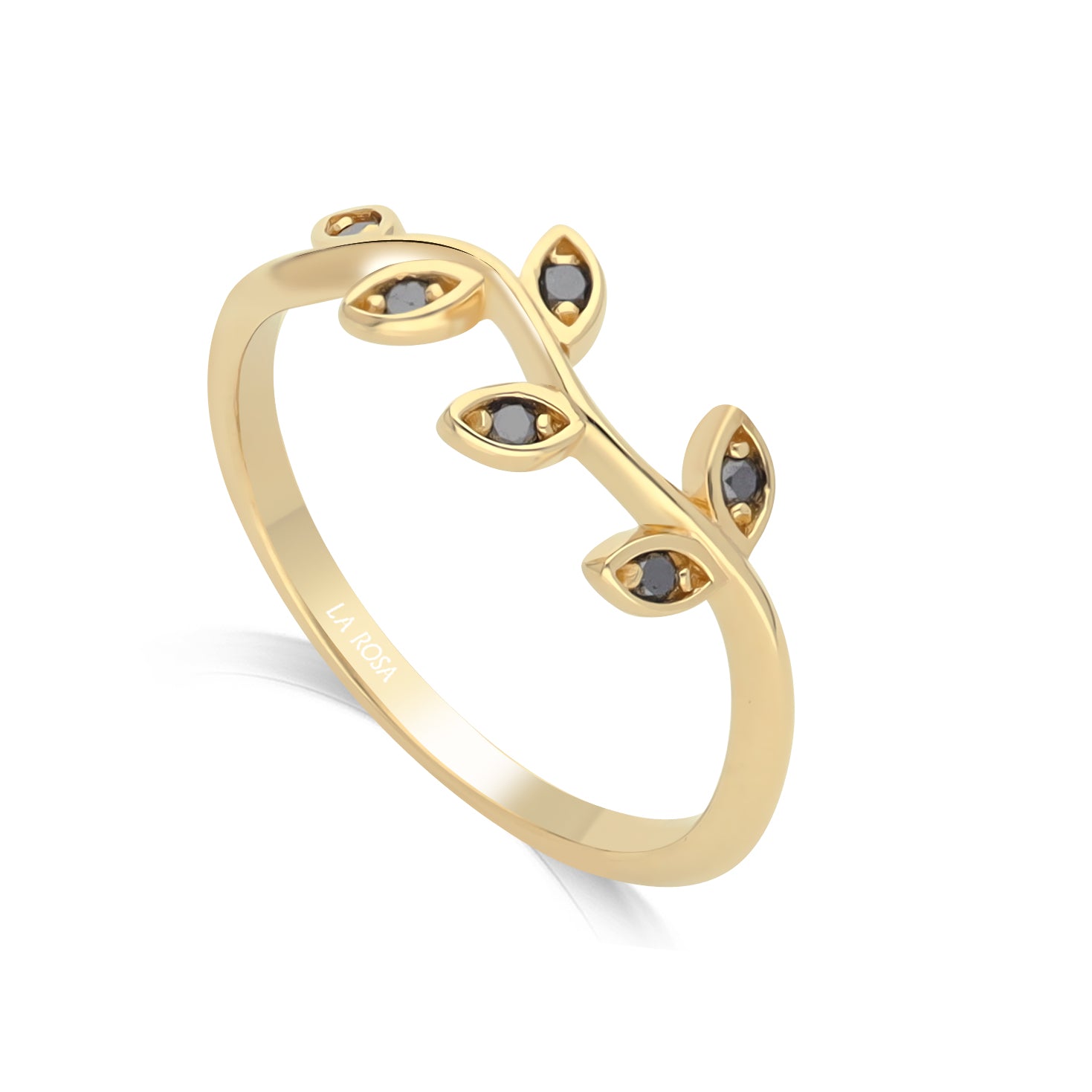 Inel ondulat LRSR003 cu petale diamante negre 0.11ct