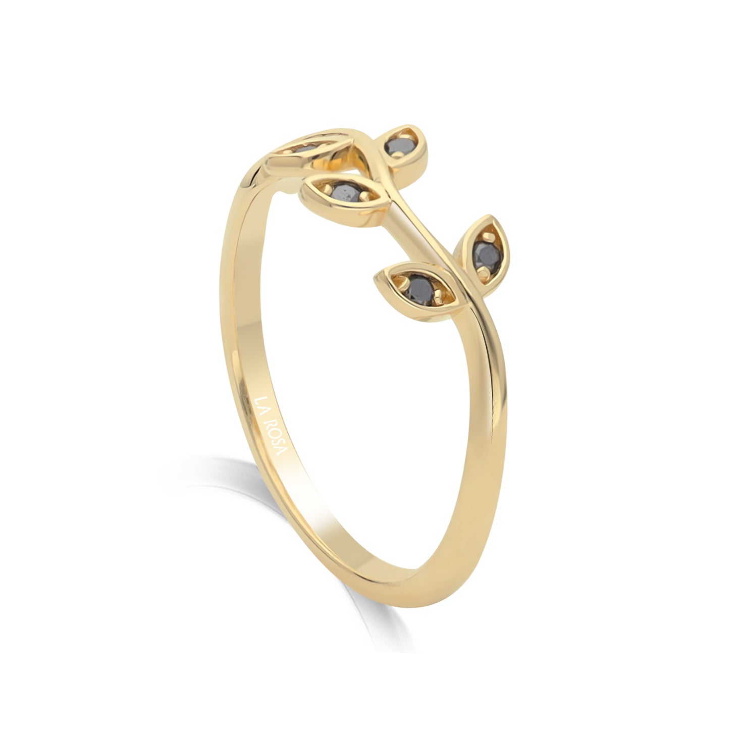 Inel ondulat LRSR003 cu petale diamante negre 0.11ct