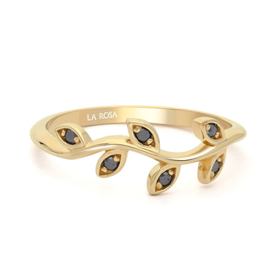 Inel ondulat LRSR003 cu petale diamante negre 0.11ct