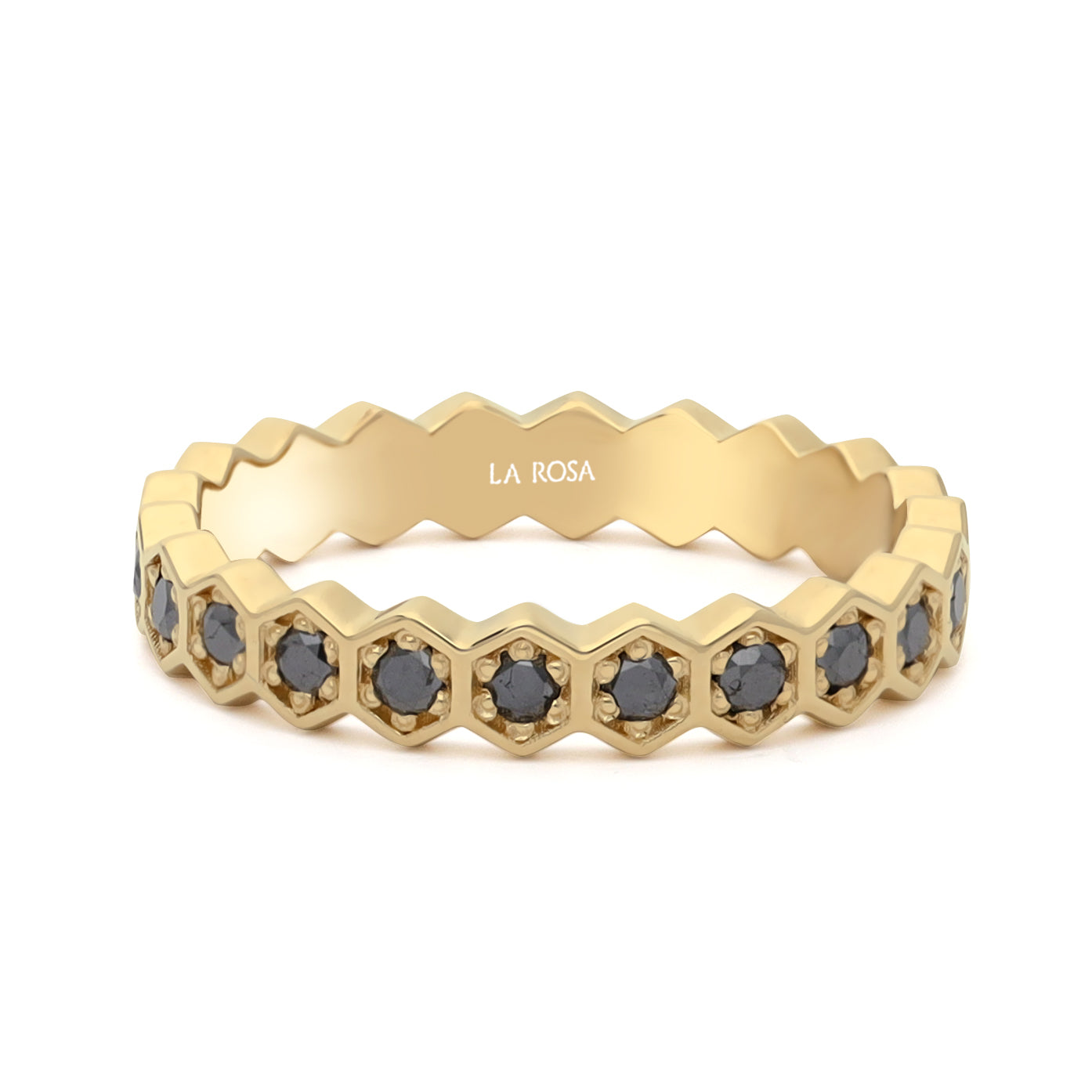 Inel eternity din aur galben 14k cu diamante negre 0.52ct