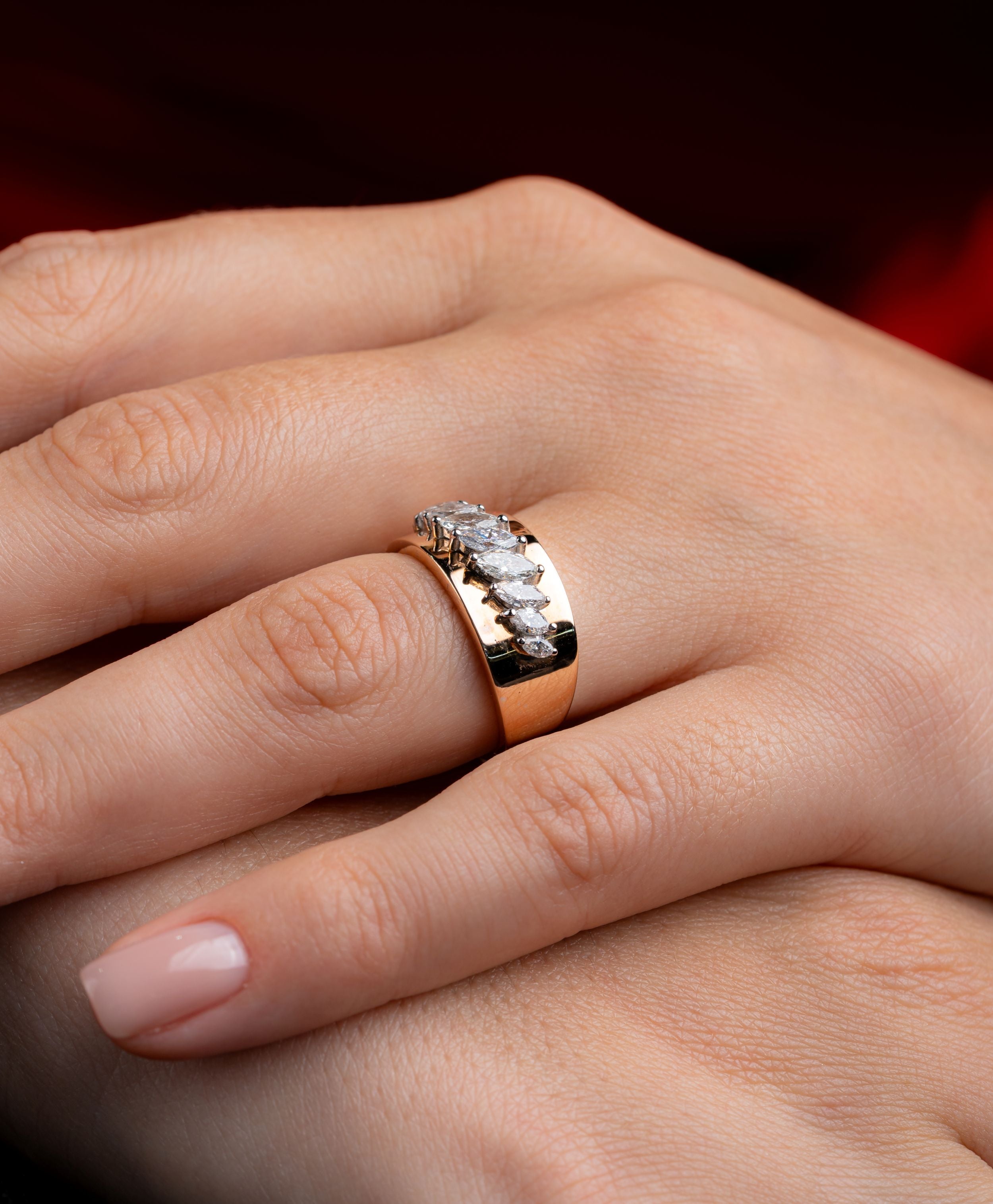 Inel Lrsr045 din aur roz 14k cu diamante naturale marquise 0.87ct