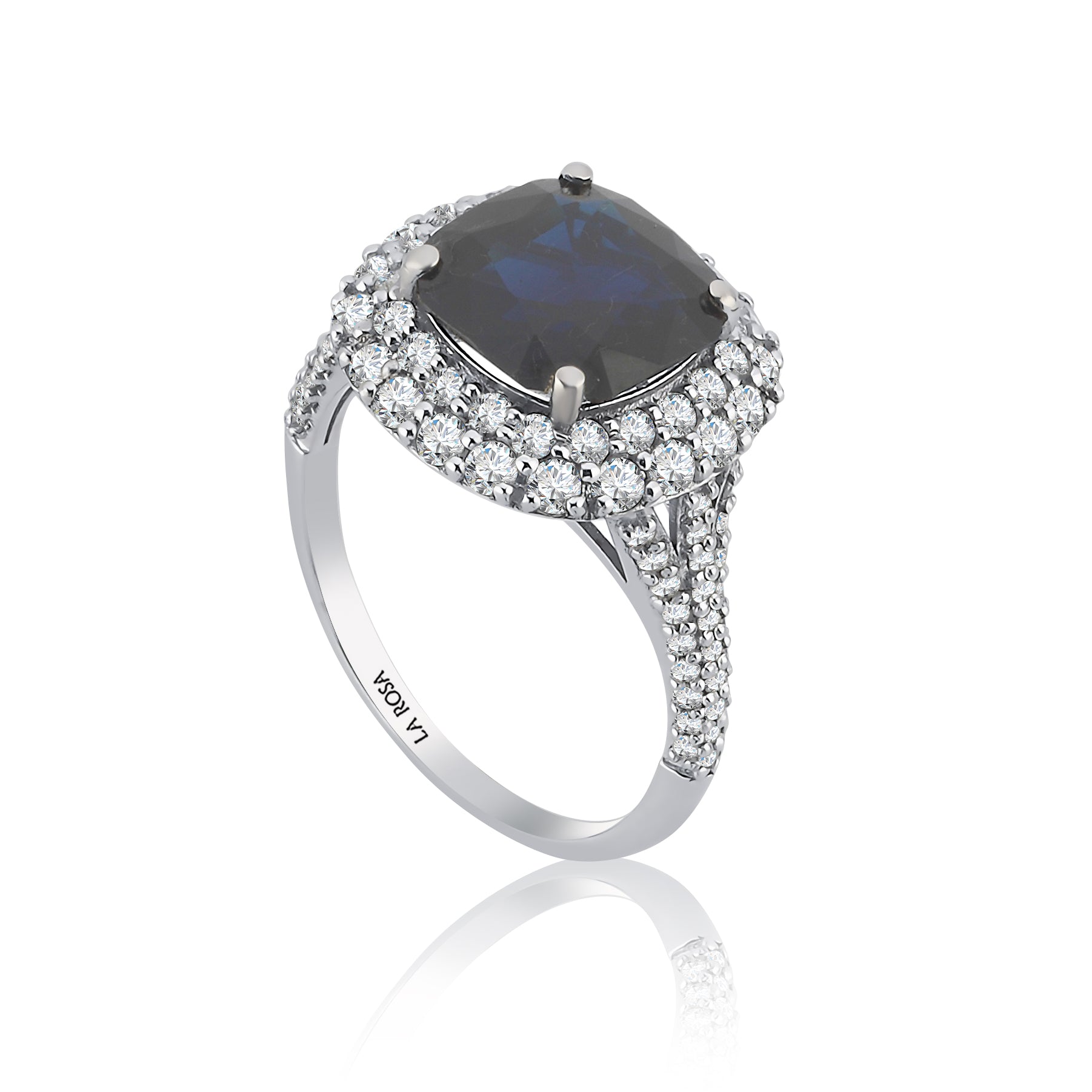 Inel LRSR501 aur alb 18k cu safir 3.10ct si diamante naturale 0.64ct