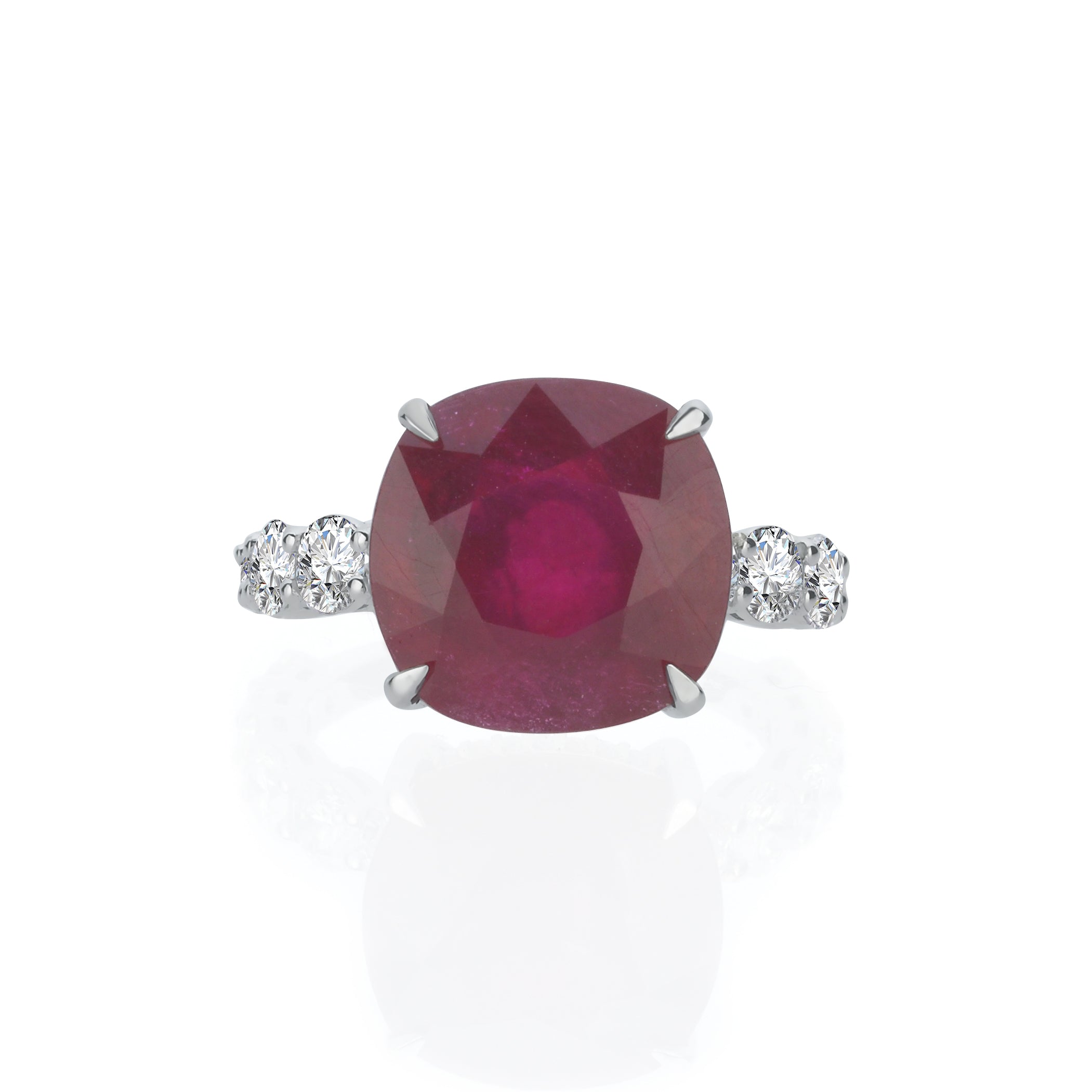 Inel LRSR517 aur alb 18k cu rubin 11.54ct si diamante naturale 1.64ct