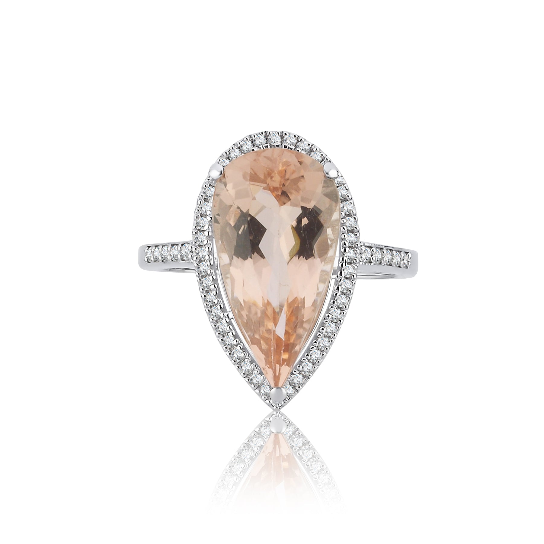 Inel LRSR518 aur alb 18k cu morganit 4.40ct si diamante naturale 0.20ct