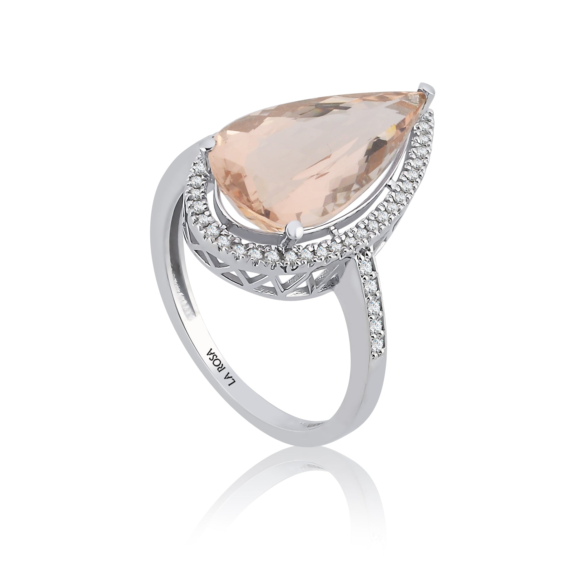 Inel LRSR518 aur alb 18k cu morganit 4.40ct si diamante naturale 0.20ct