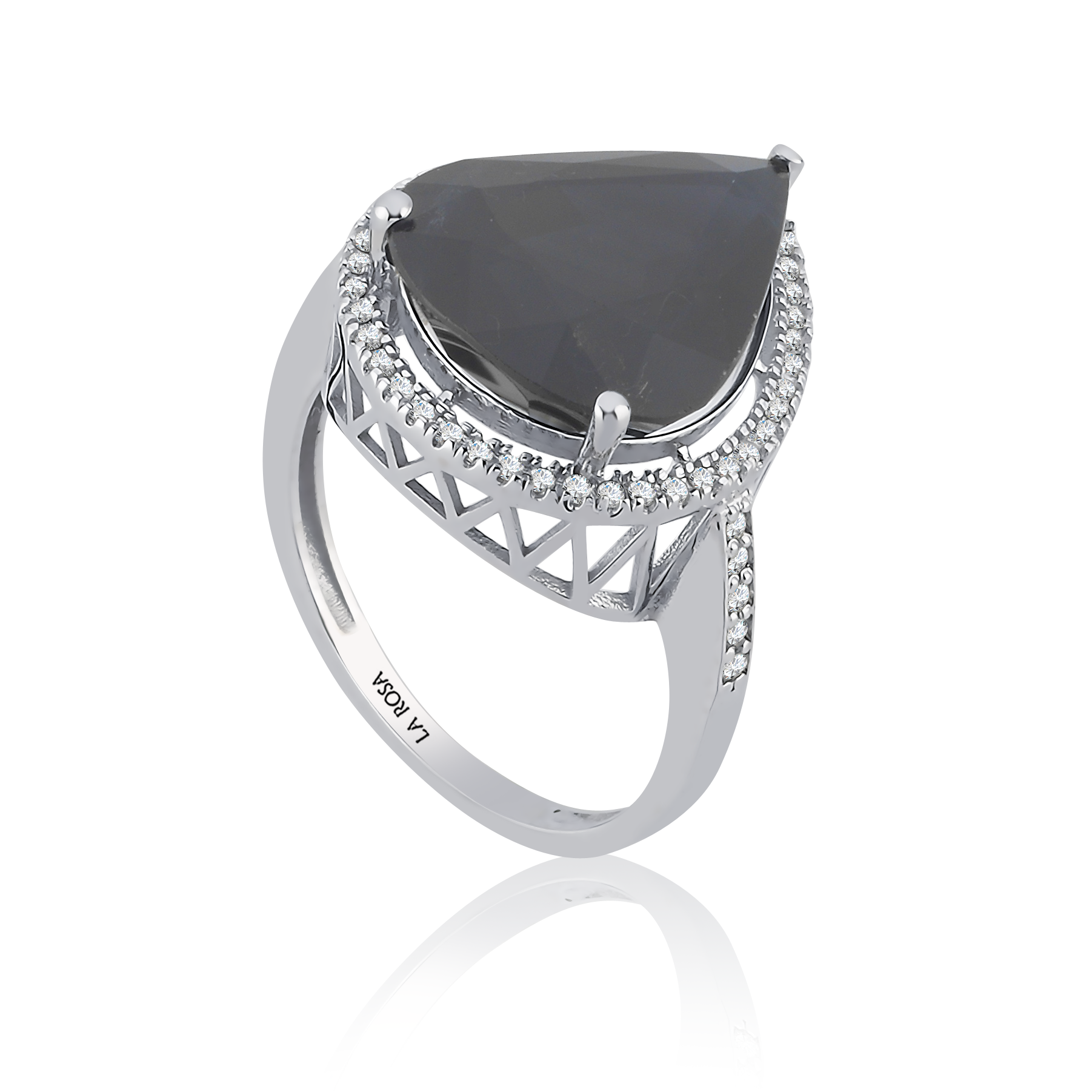 Inel LRSR518-SP din aur alb 18k cu safir 9.76ct si diamante naturale 0.22ct