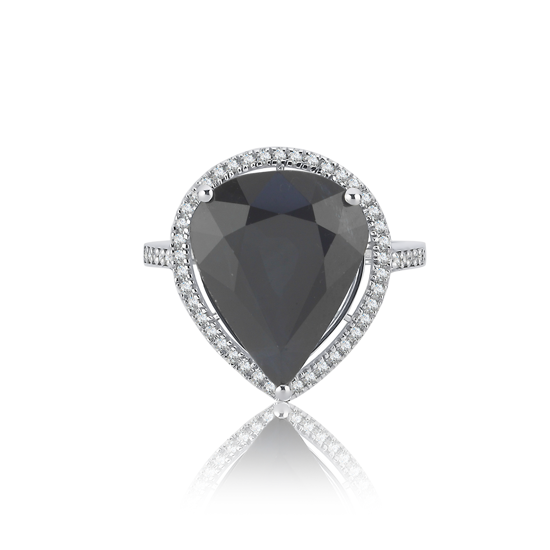 Inel LRSR518-SP din aur alb 18k cu safir 9.76ct si diamante naturale 0.22ct