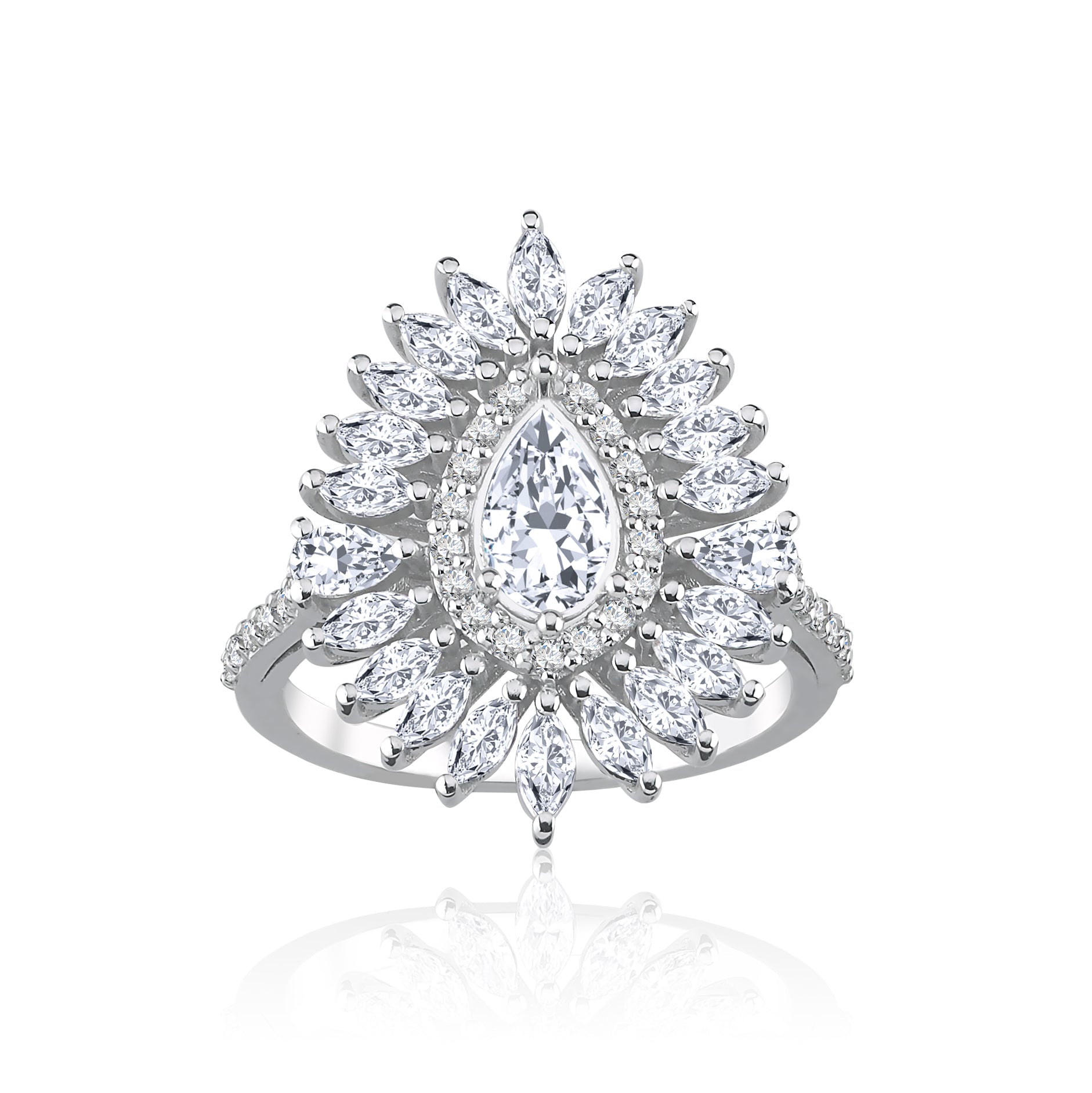 Inel LRSR523 aur alb 18k cu diamant natural para 0.80ct diamante naturale marquise si rotunde