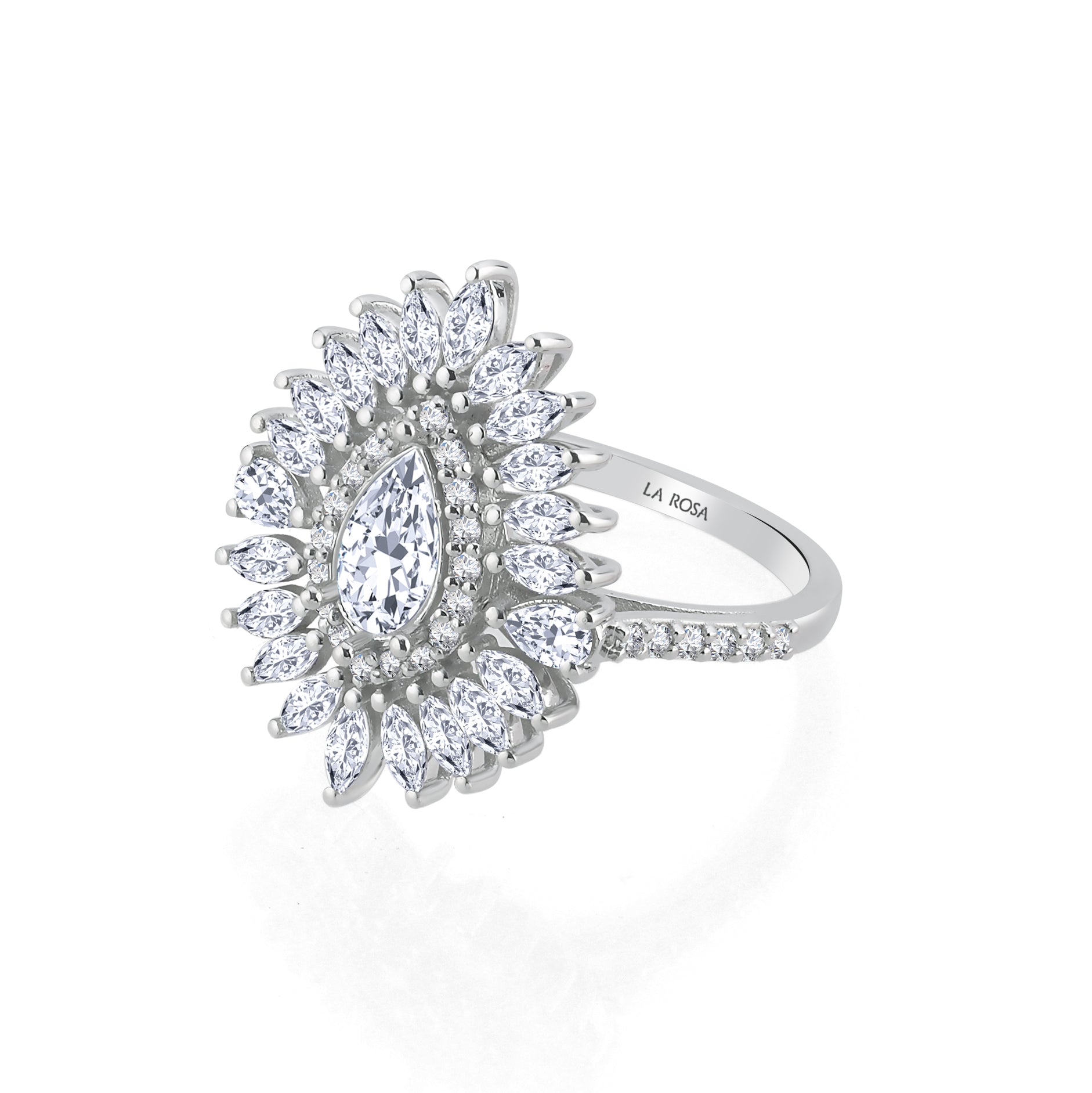 Inel LRSR523 aur alb 18k cu diamant natural para 0.80ct diamante naturale marquise si rotunde