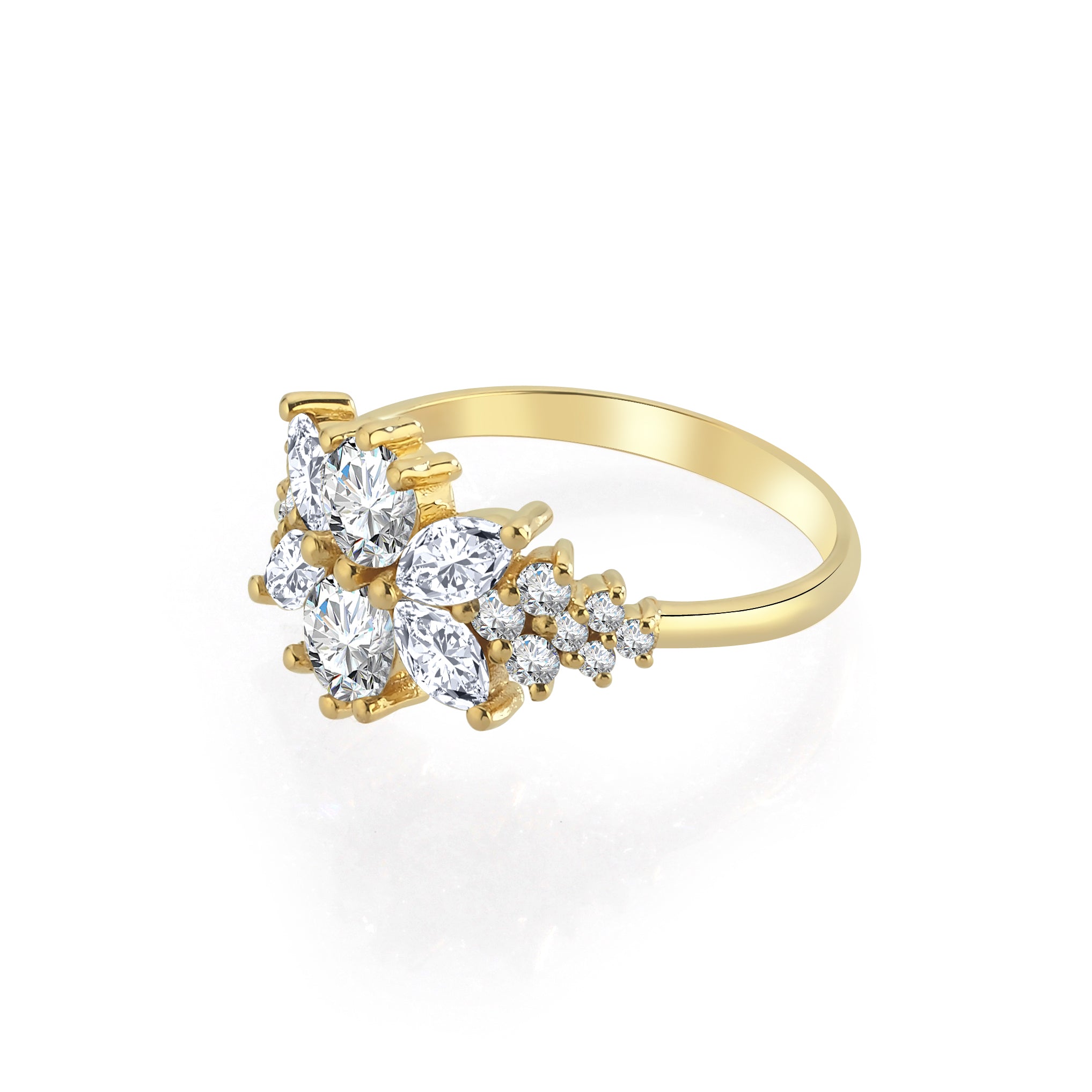 Inel LRSR528 aur galben 18k cu diamante naturale rotunde 0.94ct si marquise 0.58ct