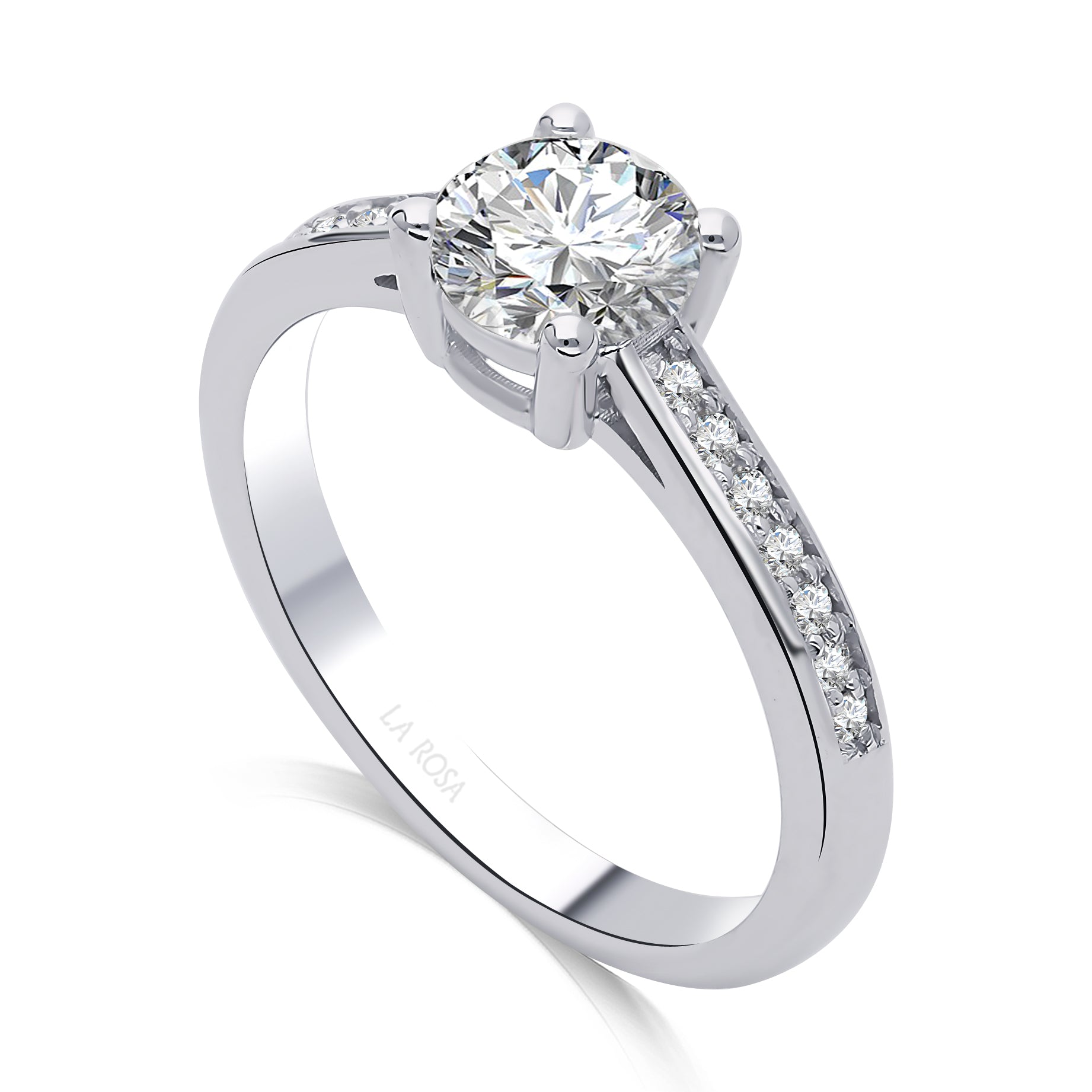 Inel de Logodna LRY001 din aur alb 18k cu Diamant Rotund (nivoda) - Bijuterii LA ROSA