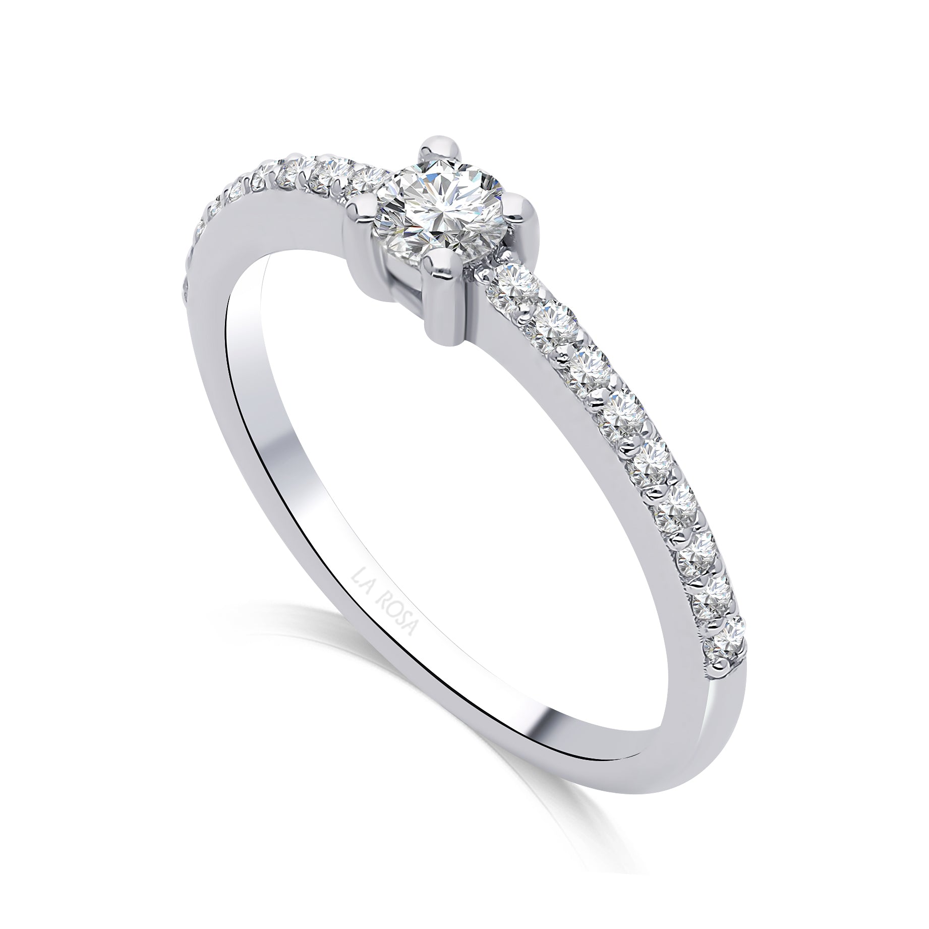 Inel de logodna LRY003 din aur alb 18K cu Diamant Rotund - Bijuterii LA ROSA