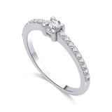Inel de logodna LRY003 din aur alb 18K cu Diamant Rotund - Bijuterii LA ROSA