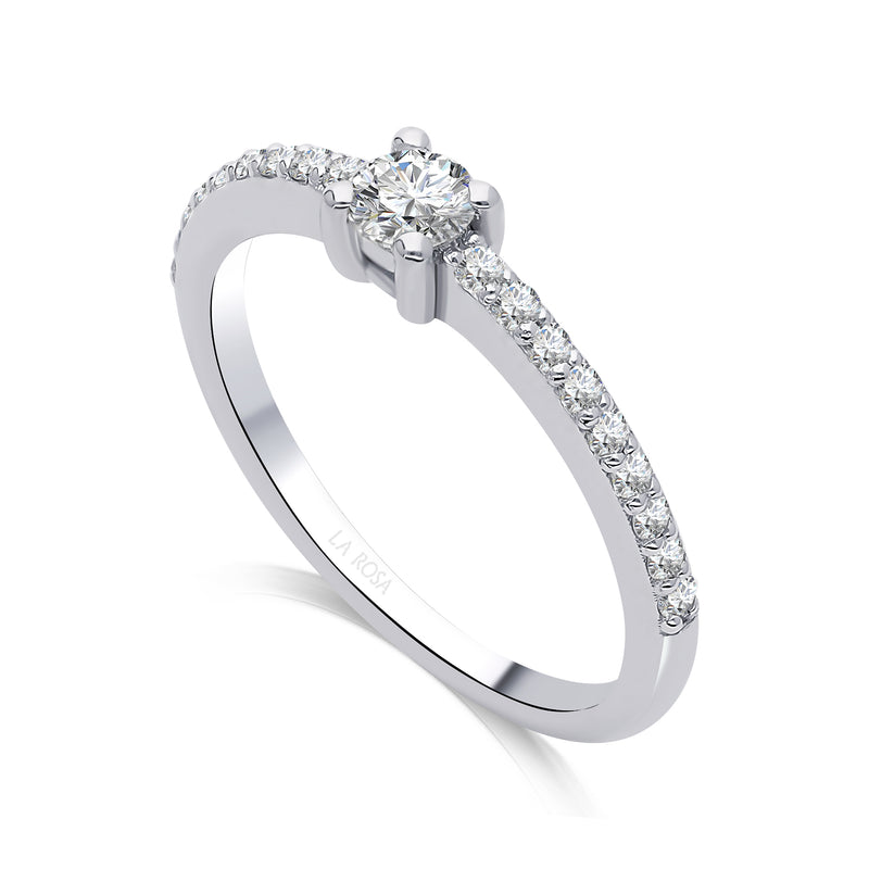Inel de logodna LRY003 din aur alb 18K cu Diamant Rotund - Bijuterii LA ROSA