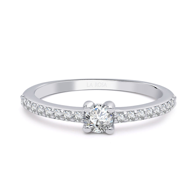 Inel de logodna LRY003 din aur alb 18K cu Diamant Rotund - Bijuterii LA ROSA