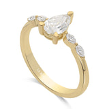 Inel de Logodna LRY004 din aur galben 18k cu diamant pear cut - Bijuterii LA ROSA