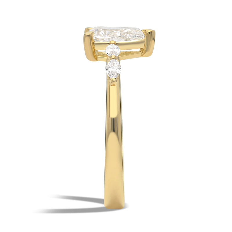 Inel de Logodna LRY004 din aur galben 18k cu diamant pear cut - Bijuterii LA ROSA