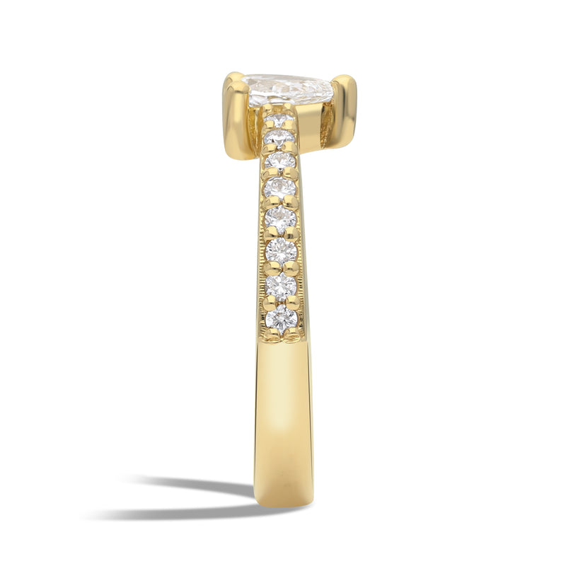 Inel de logodnă LRY005 din aur galben 18K  cu diamant Pear Cut - Bijuterii LA ROSA