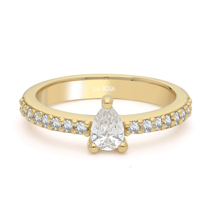 Inel de logodnă LRY005 din aur galben 18K  cu diamant Pear Cut - Bijuterii LA ROSA