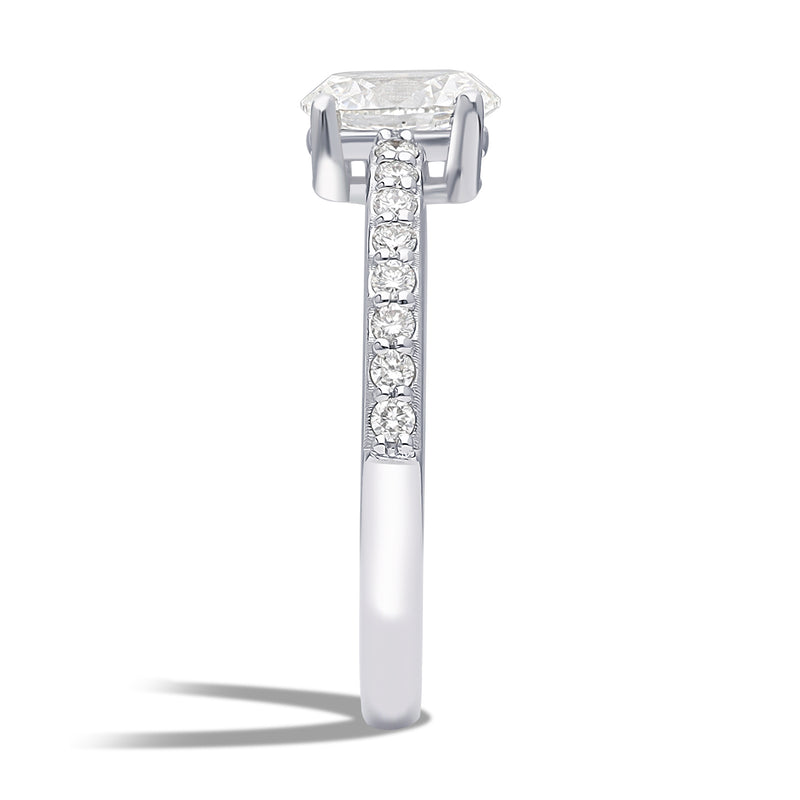 Inel de Logodna LRY007 din Aur Alb 18K cu Diamant OVAL CUT - Bijuterii LA ROSA